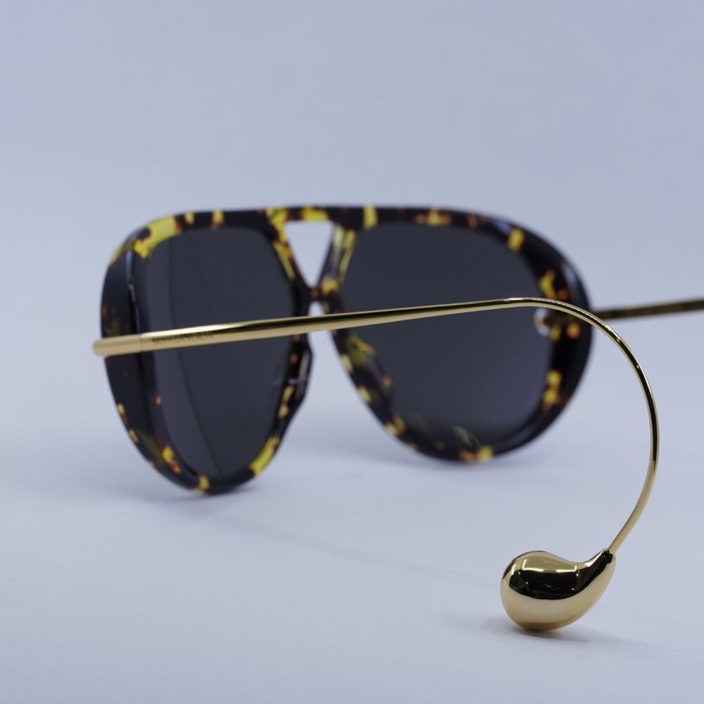 Bottega Veneta BV1273S 005 Sunglasses Havana Gold Geometric Frame, Grey Lenses - Picture 8 of 12